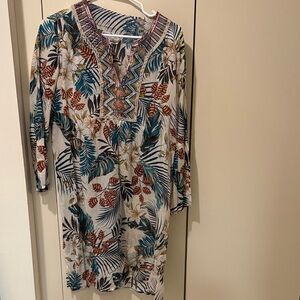 Johnny Was Multicolor Floral Long Sleeve Dress